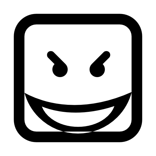 Evil smile square emoticon face