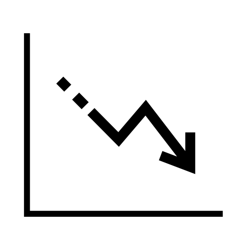 Descending data analytics line graphic