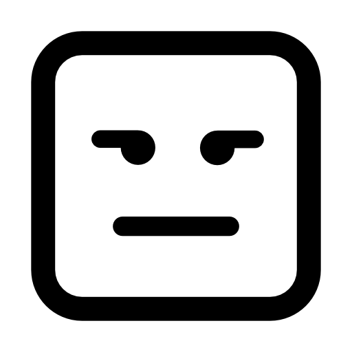 Emoticon square face with straight mouth