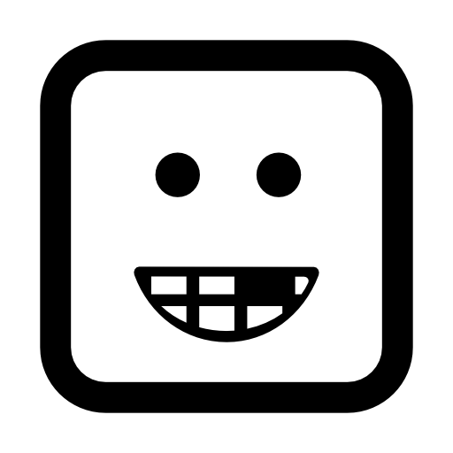 Smiley square face with broken teeth