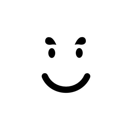 Smiling emoticon face in a square