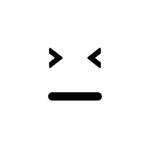 Emoticon square face with closed eyes and straight mouth line