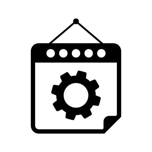 Gear on mechanic hanging calendar page