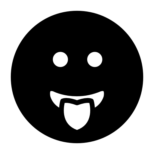 Emoticon square rounded face with tongue out of the mouth