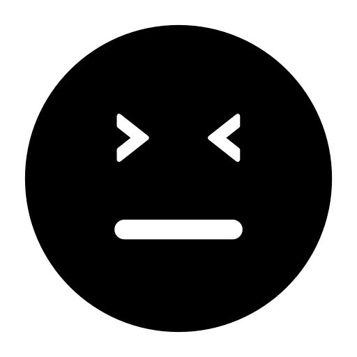 Emoticon square face with closed eyes and straight mouth line