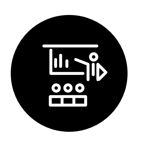 Teacher teaching to the class circular symbol