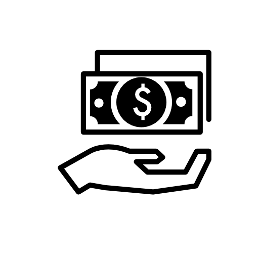 Hand cash circular symbol