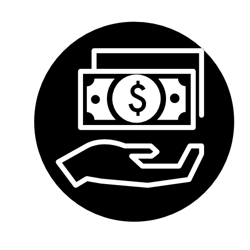 Hand cash circular symbol