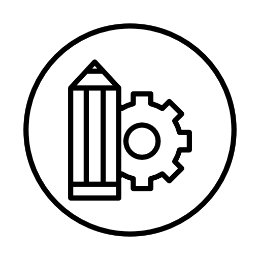 Edit settings symbol for interface with a pencil and a cogwheel in a circle