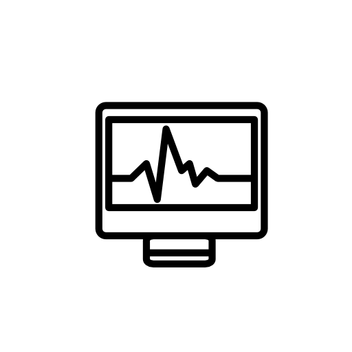 Computer graphic on a monitor outline symbol in a circle for interface