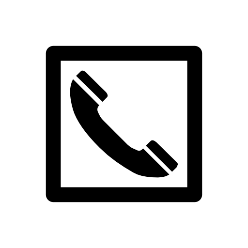 Phone auricular symbol in a square