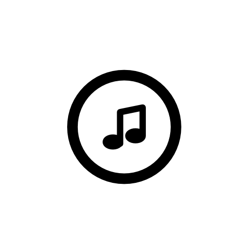 Musical note inside a button outline