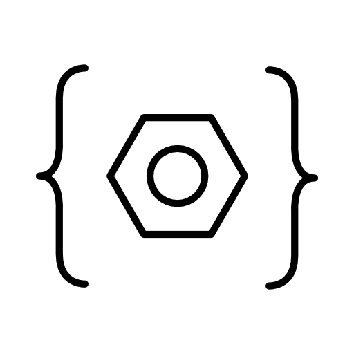 Open and close brackets enclosing a hexagon