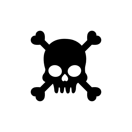 Human skull with crossed bones silhouette