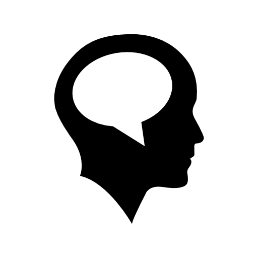 Bald head with speech bubble inside