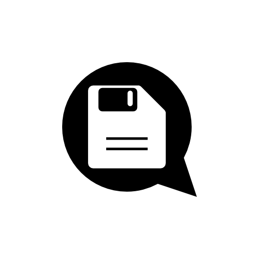 Speech balloon with floppy diskette