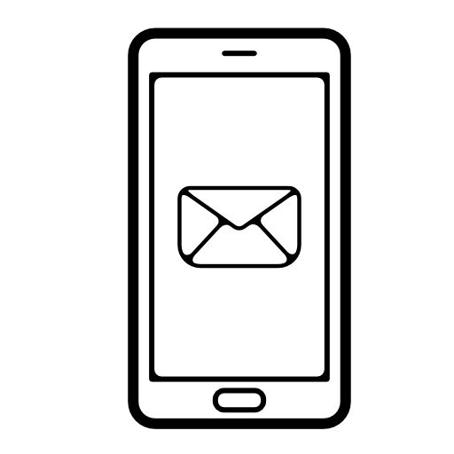 Email envelope back symbol on phone screen