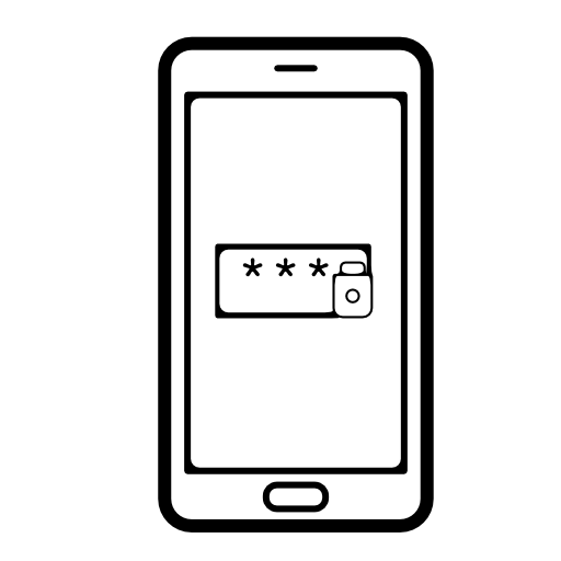 Password protection symbol on phone screen