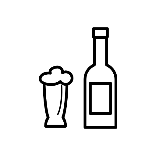 Beer bottle and glass