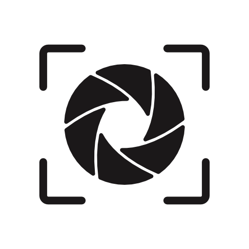 Diaphragm in focus square lines symbol for photography interface