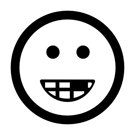 Smiley square face with broken teeth