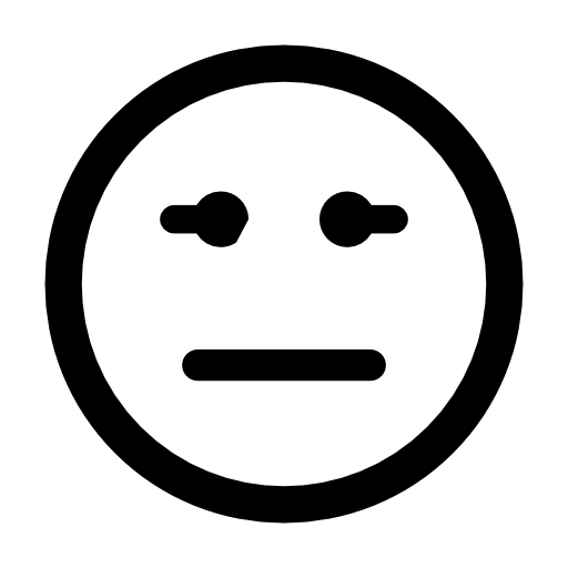 Emoticon square face with straight mouth and eyes lines