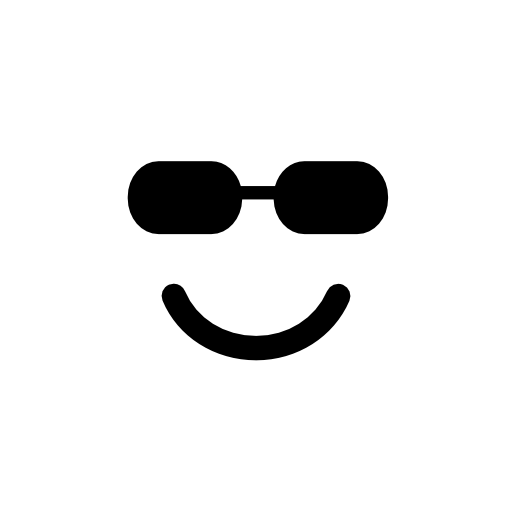 Happy smiling emoticon square face with sunglasses