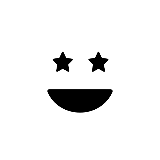 Smiling happy emoticon square face with eyes like stars