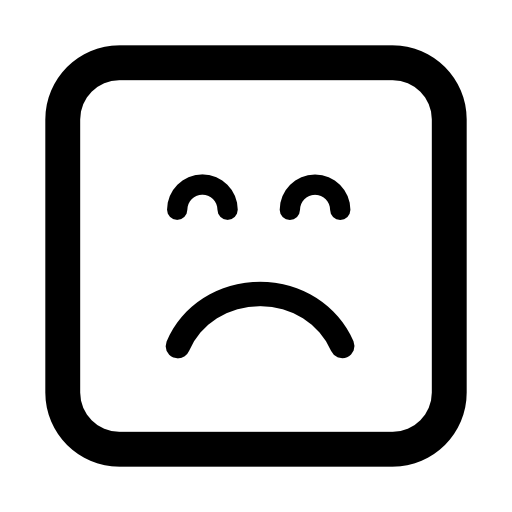 Sad emoticon square face with closed eyes